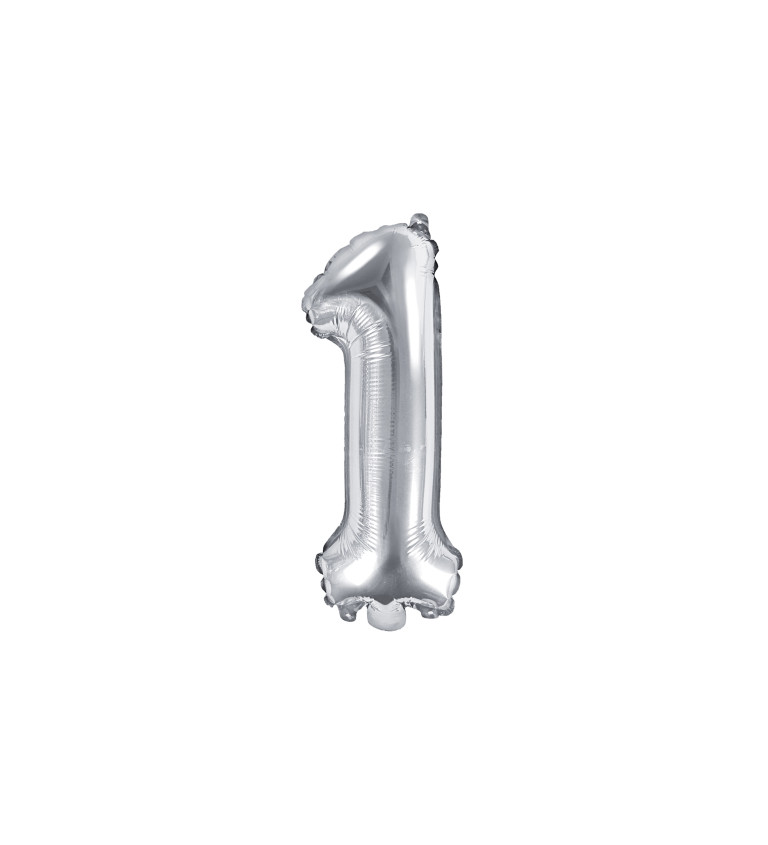 Stříbrný fóliový balónek - číslo 1