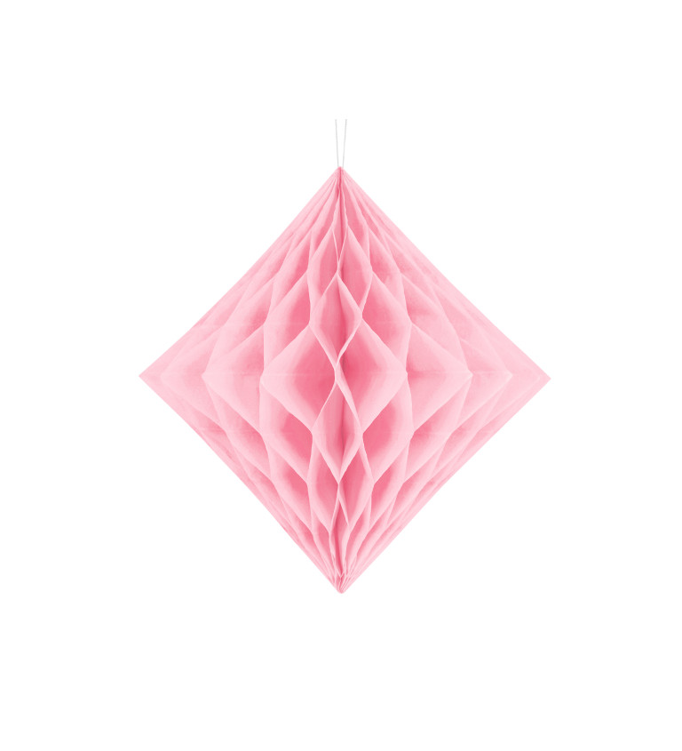 Světle růžový papírový diamant - 20 cm
