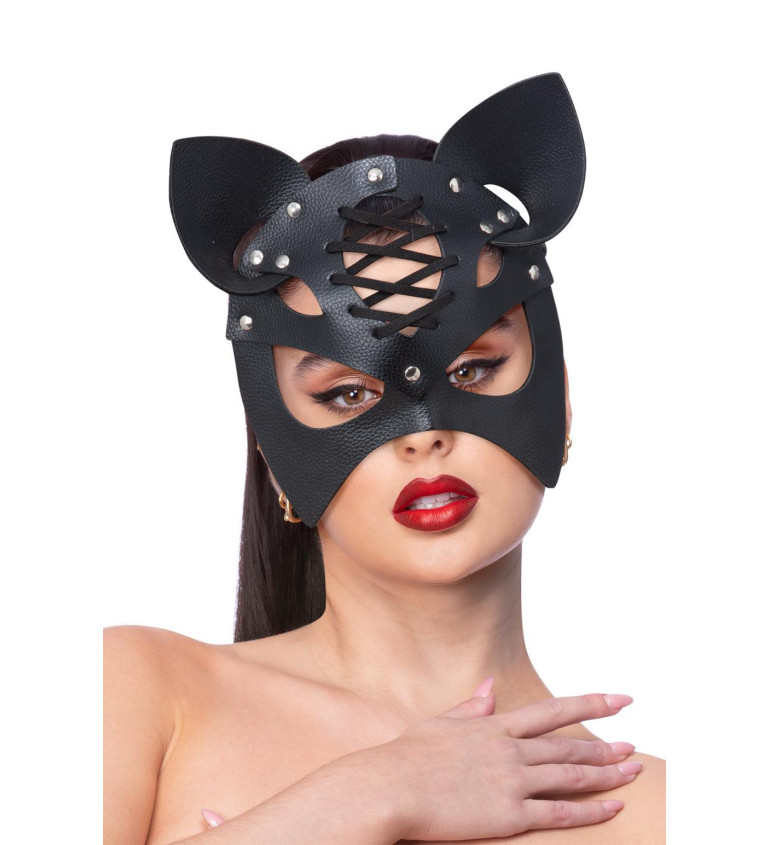 Kočičí kožená maska