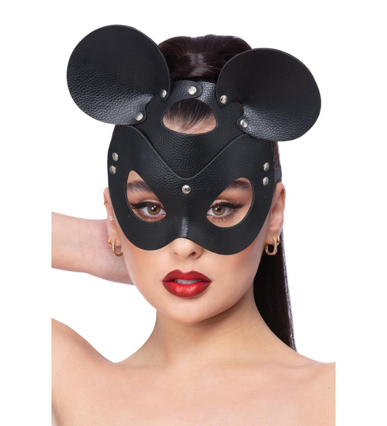 Kožená černá maska - myš