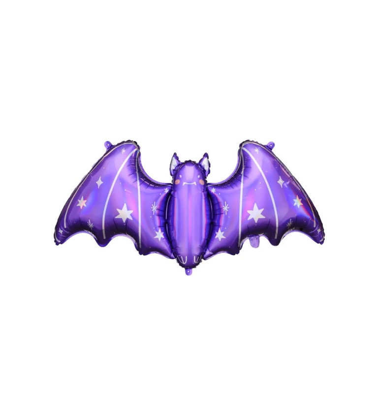 Fialový fóliový balónek - netopýr