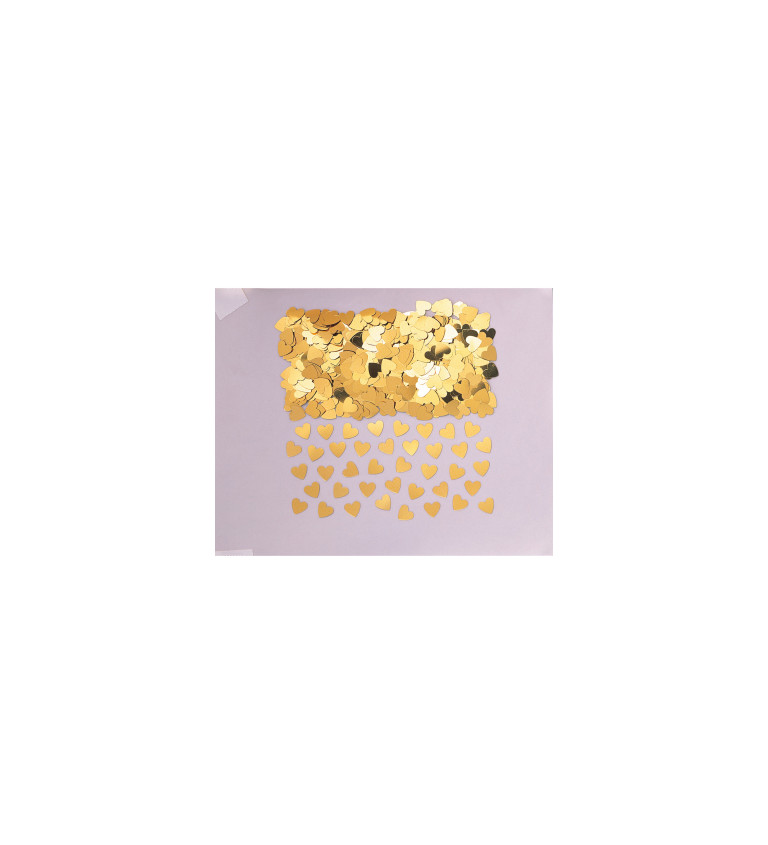 Fóliové zlaté konfety ve tvaru srdcí