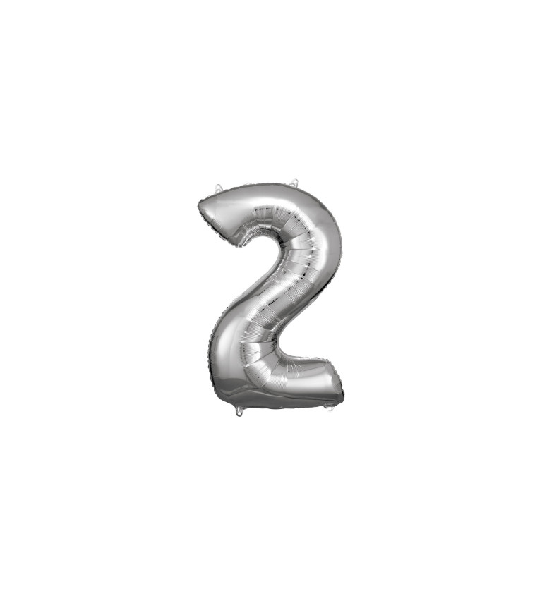 Fóliový balónek stříbrný s číslem 2