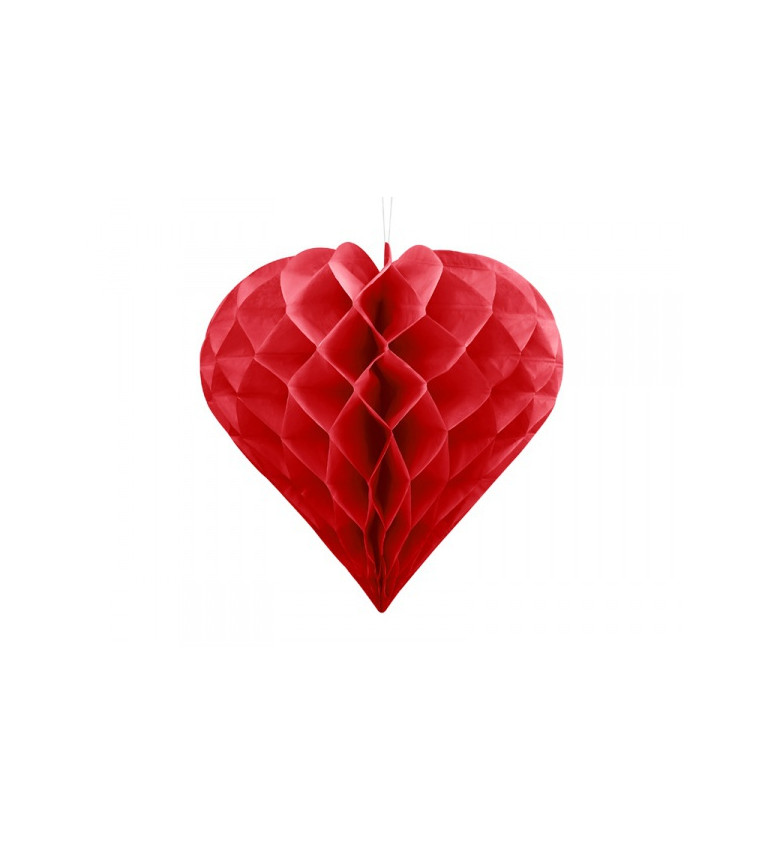 Červené papírové srdce - 20 cm