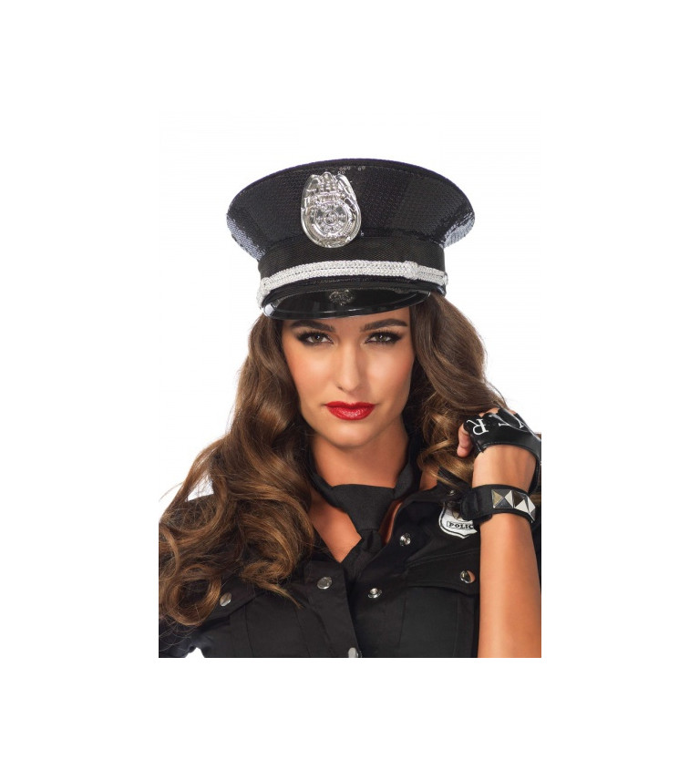 Policejní flitrová čepice