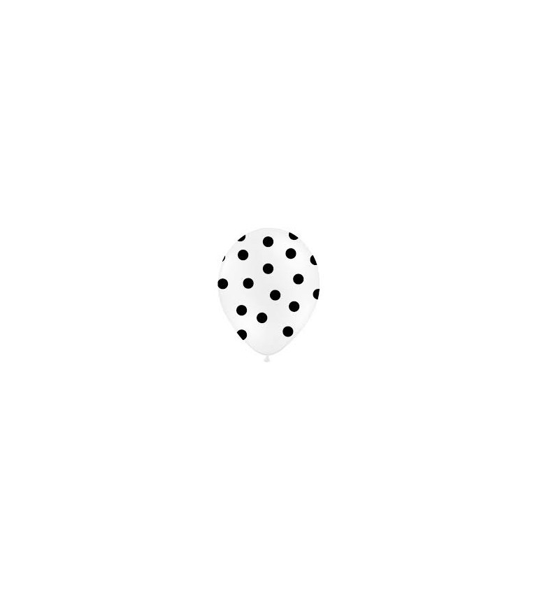 Balónky-  Bílé s černými puntíky