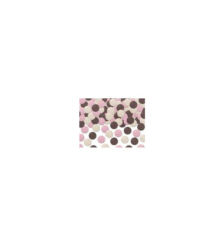 Růžovo -černé konfety ve tvaru puntíků