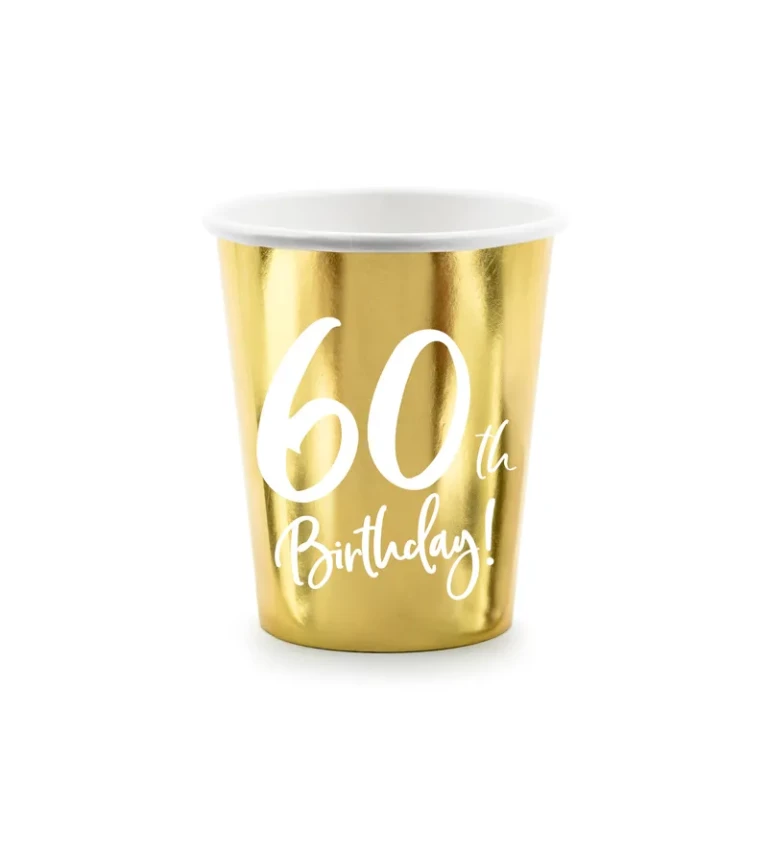 Papírové zlaté kelímky - šedesáté narozeniny