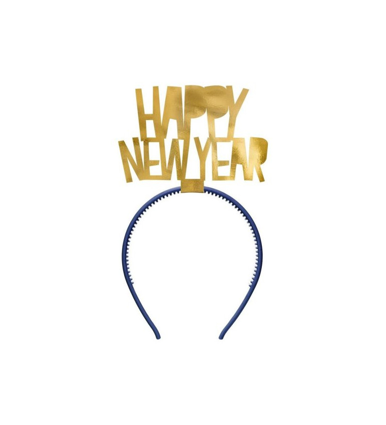 Zlatá čelenka s nápisem Happy New Year