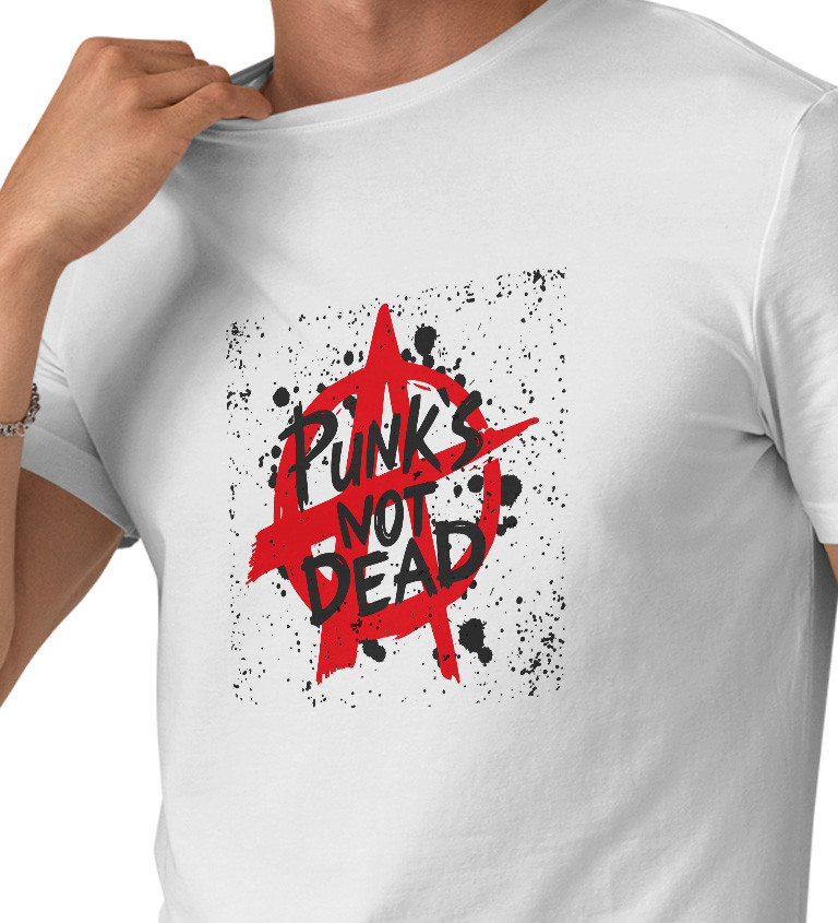 Pánské tričko bílé - Punk´s not dead