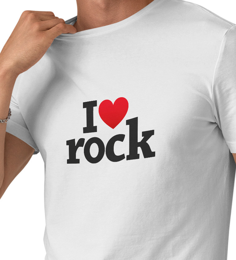 Pánské tričko bílé - I love rock