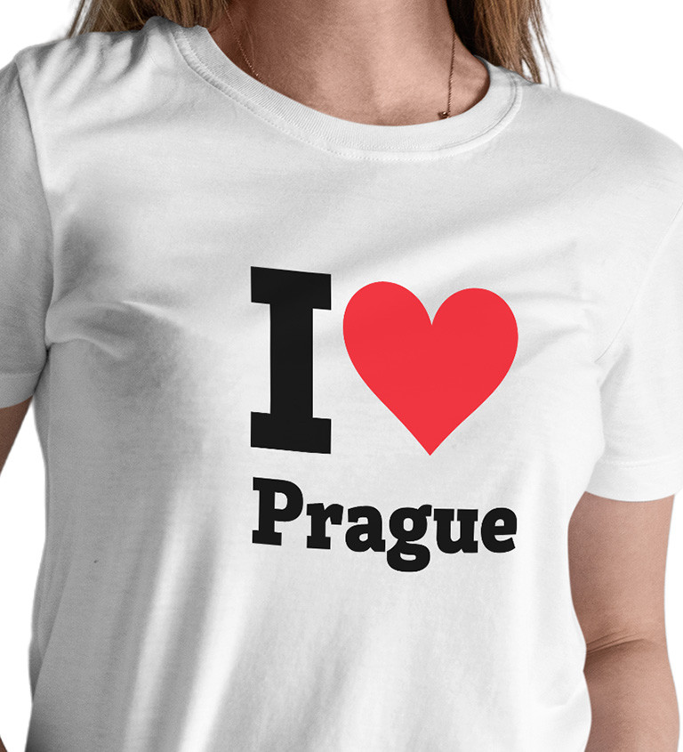 Dámské bílé tričko I love Prague