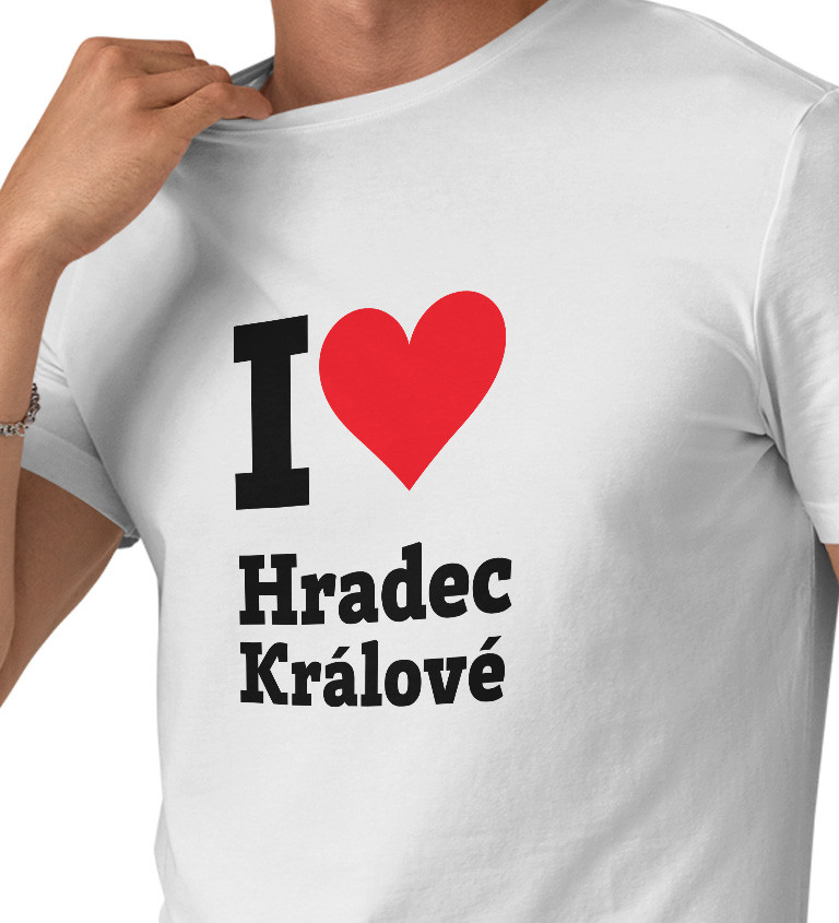 Pánské bílé tričko I love Hradec Králové