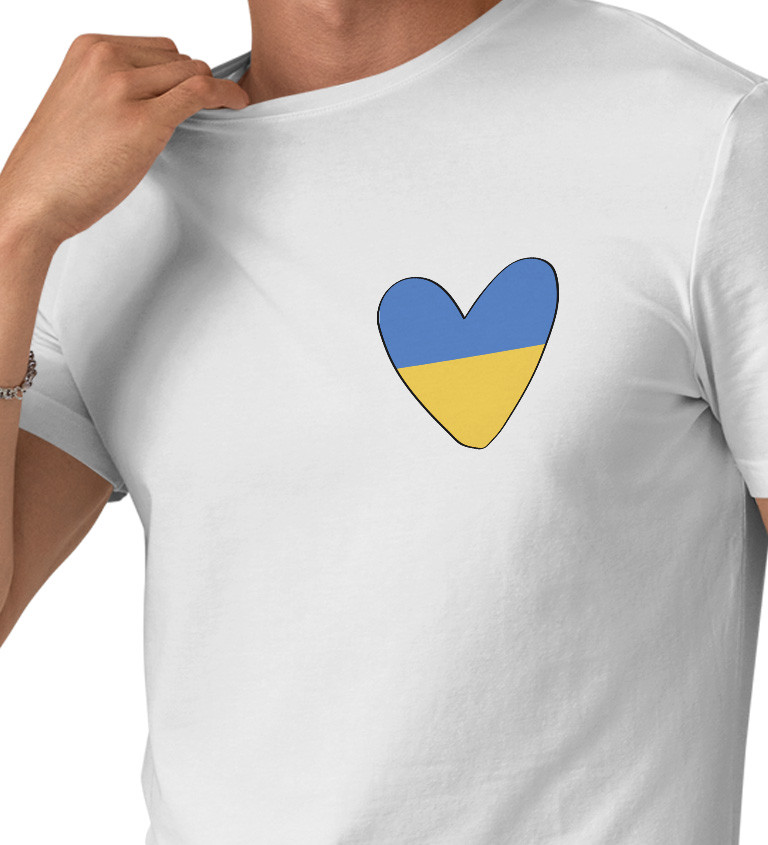 Pánské tričko bílé - Srdce Ukrajina