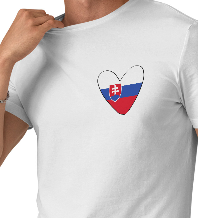 Pánské tričko bílé - Srdce Slovensko