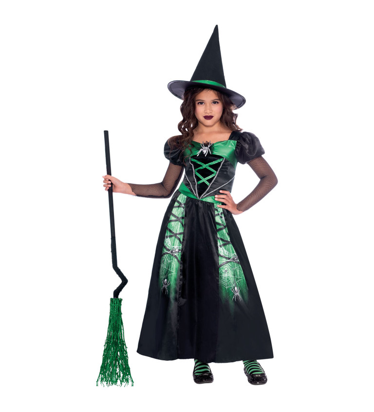 Dětský kostým - zelená čarodějka