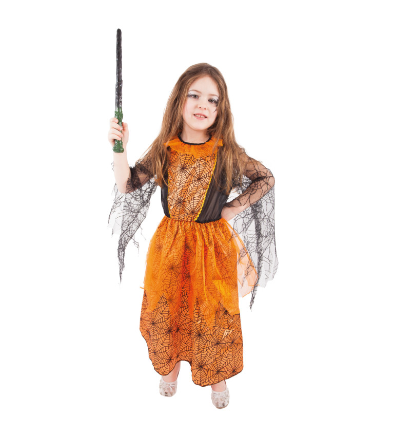 Dětský čarodějnický kostým - oranžové šaty