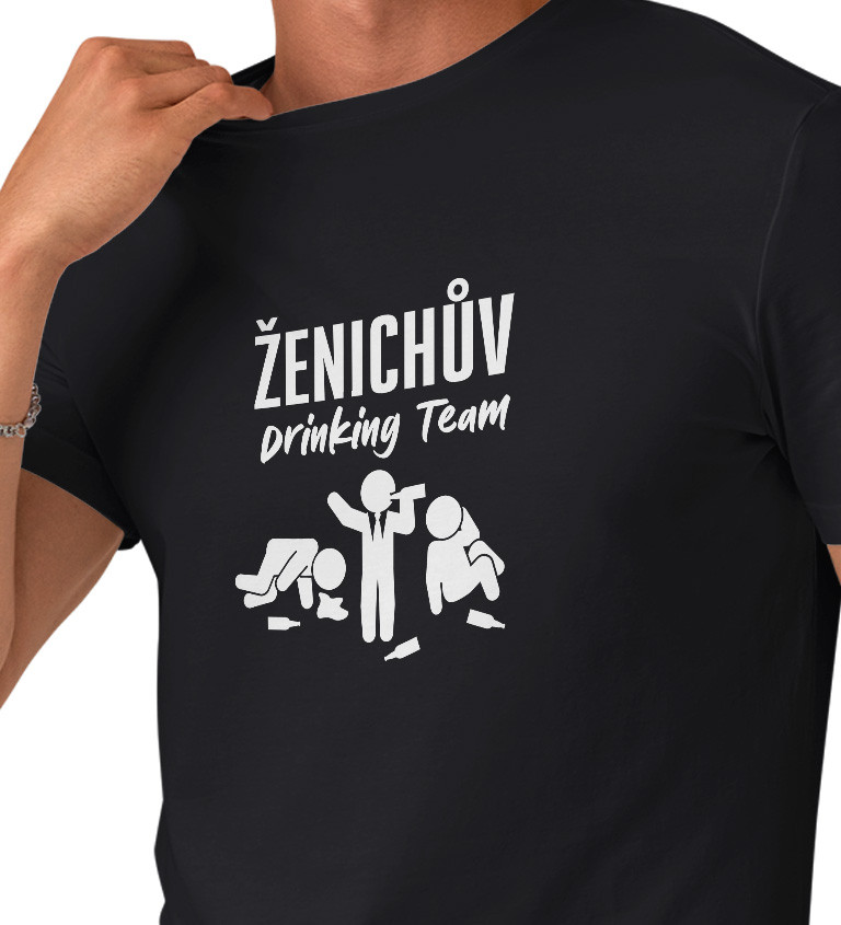 Pánské tričko černé - Ženichův drinking team